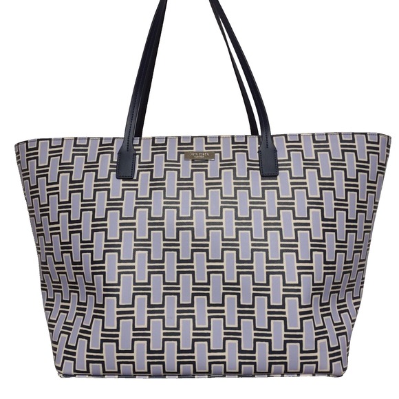 kate spade Handbags - Kate‎ Spade New York Geometric Link Print Tote Blue Navy Saffiano PVC Bag Only
